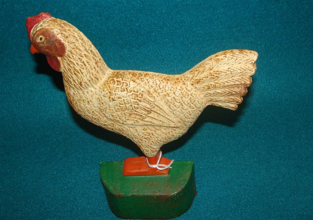 Cast Iron Chicken Doorstop. Auction Estimate $50-75.: Cast Iron Chicken Doorstop. Auction Estimate $50-75.