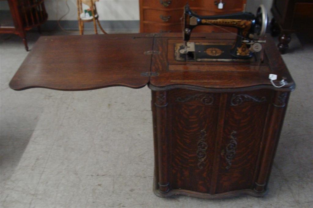 Antique Franklin Oak Treadle Sewing Machine in