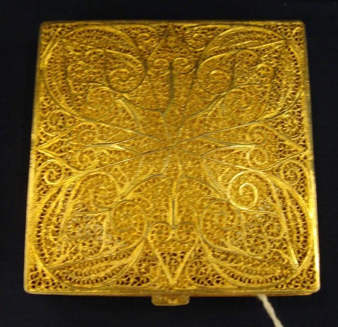 Sterling Silver Vermeil Compact; 2.75" Square; 87.9: Sterling Silver Vermeil Compact; 2.75" Square; 87.9 Grams. Auction Estimate $100- 200.