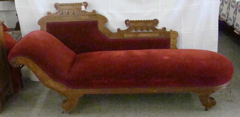 Beautiful Victorian Fainting Couch With Red Velvet Nov 30 2013