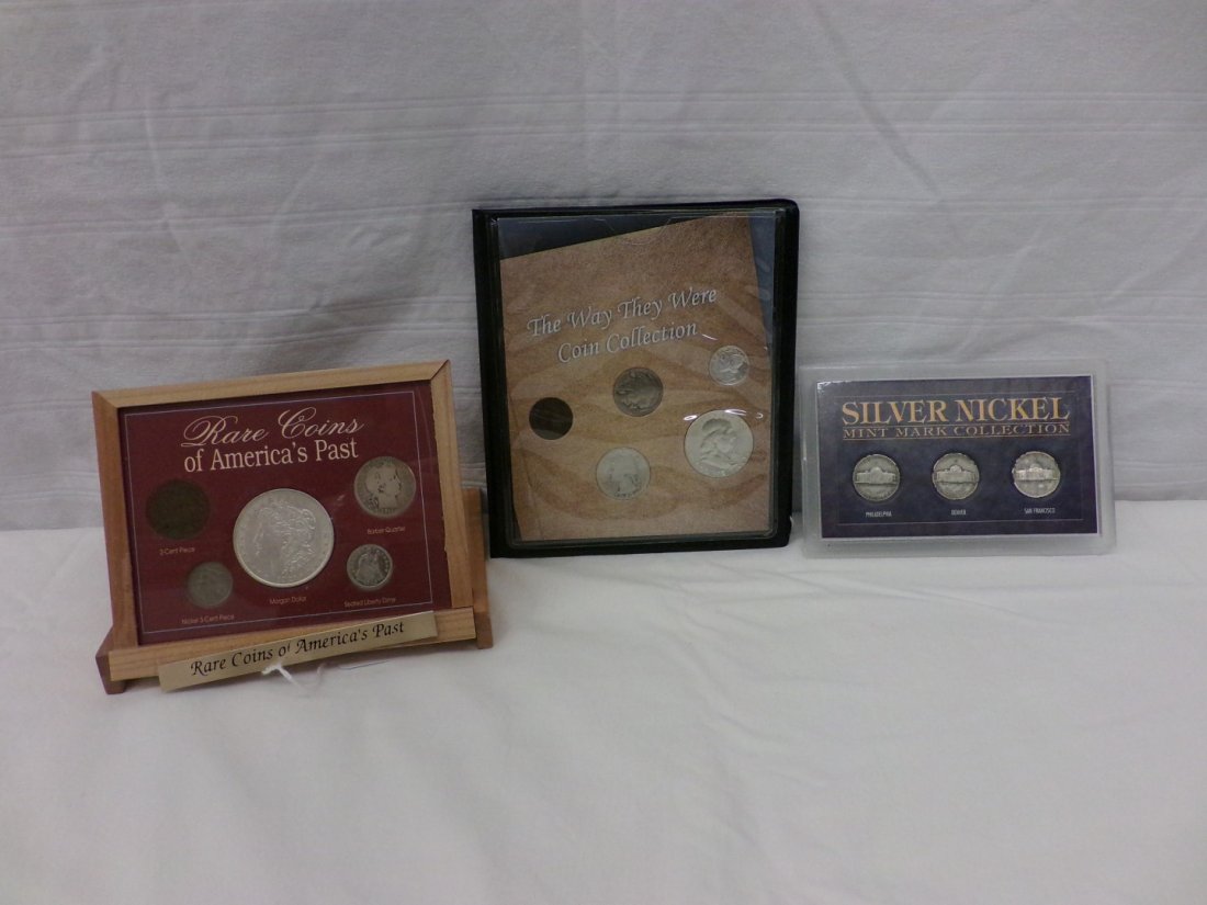 Three Different American Coin Sets: Includes Silver War: Three Different American Coin Sets: Includes Silver War Nickel Collection; 1943 P, D & 1944S. Rare Coins of America Past with 2 Cent, 3 Cent, Dime Quarter & 1921 Silver Dollar & a The Way They Were Co