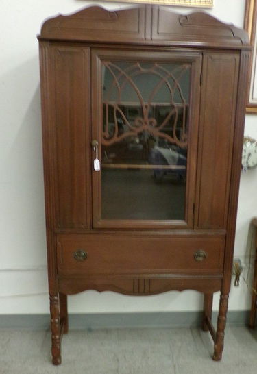 Antique China Hutch >> Antique China Cabinet With Glass Door Over A One Drawer Antique China Hutch >> Antique China Cabinet With Glass Door Over A One Drawer