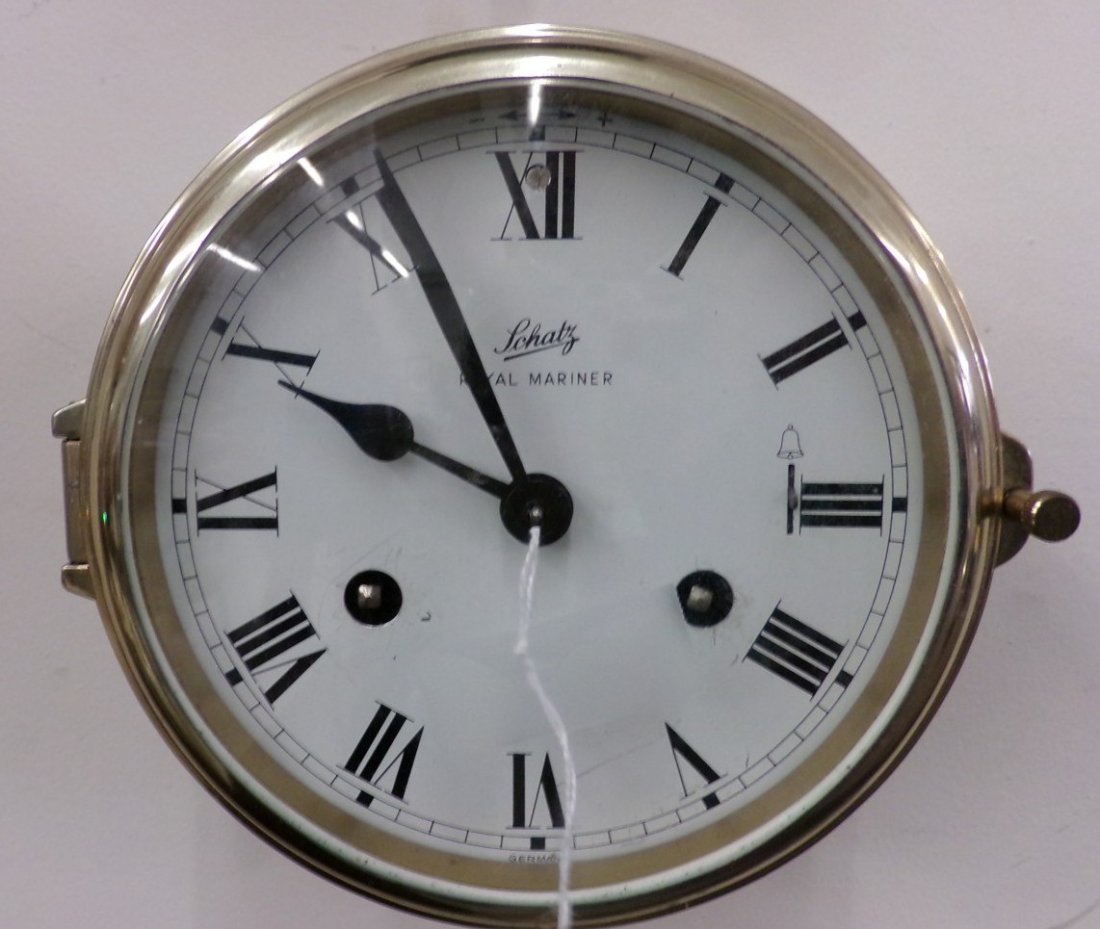 Schatz Royal Mariner Ships Bell Clock; Sold AS IS; Not: Schatz Royal Mariner Ships Bell Clock; Sold AS IS; Not Working. Auction Estimate $100-200.