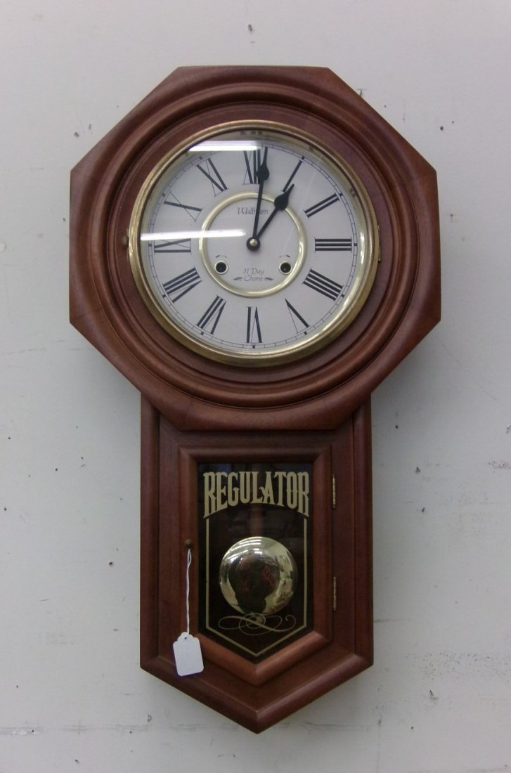 Waltham 31 Day Mahogany Regulator Clock. Working: Waltham 31 Day Mahogany Regulator Clock. Working Condition with Time, Strike & Chime, Has Key. Auction Estimate $150-250.