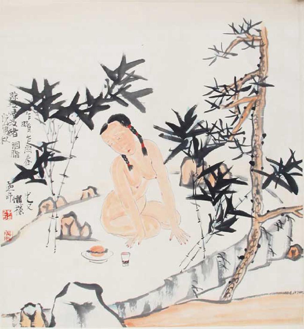 WANG MENG QI CHINESE PAINTING (ATTRIBUTED TO ): Contemporary, High: 21.00 inch; Width: 19.00 inch
