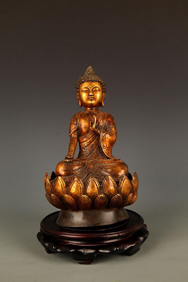 A FINELY CARVED BRONZE GAUTAMA BUDDHA FIGURE (1 of 9)