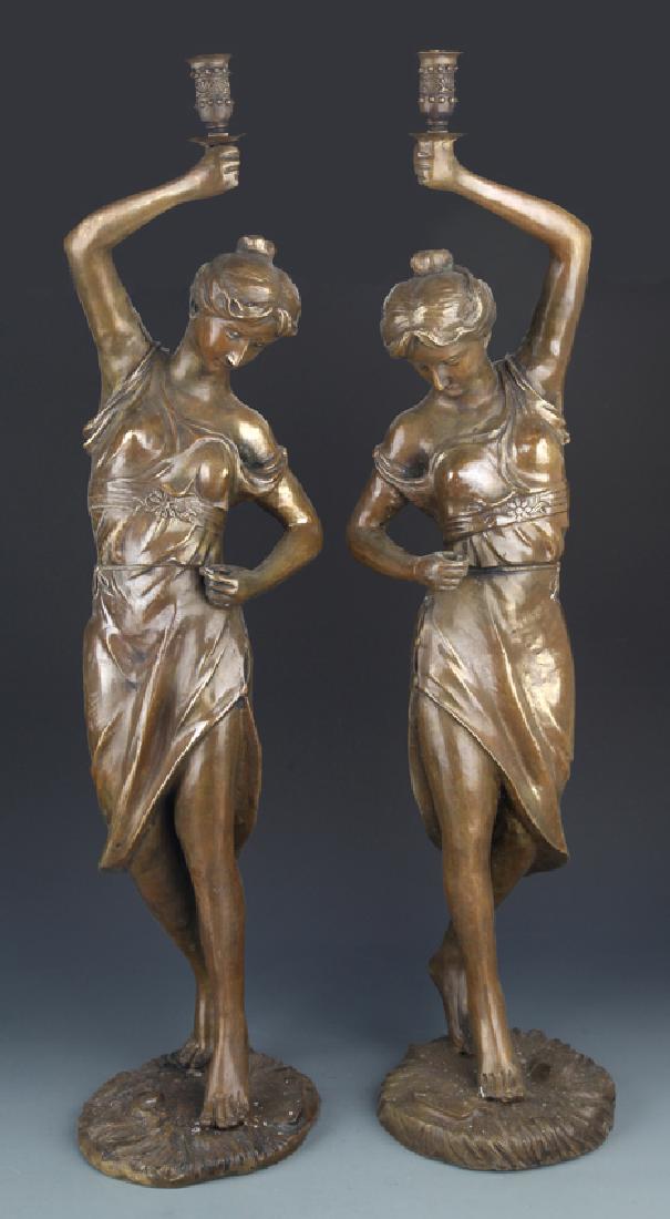 A PAIR OF WESTERN Girl MODEL CANDLESTICK (1 of 8)