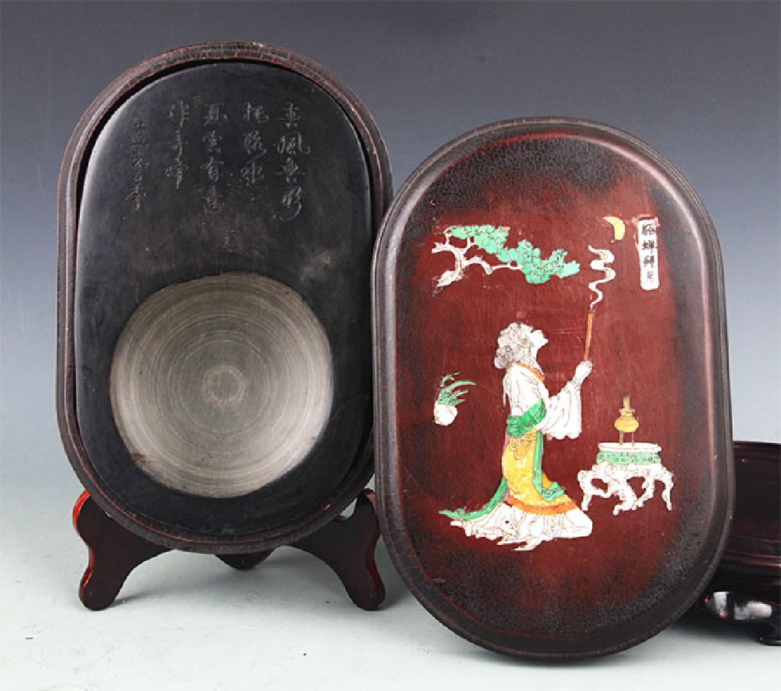 A FINE STONE INK WITH WOODEN BOX (1 of 5)