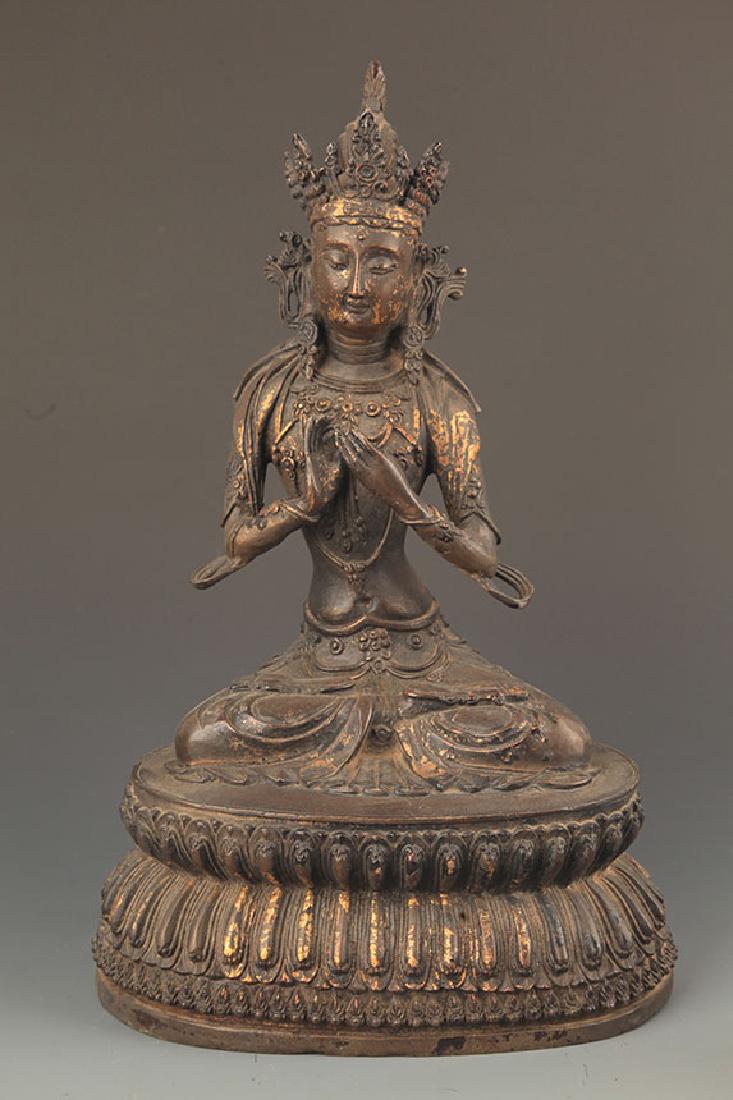 A FINE BRONZE MAITREYA BUDDHA STATUE STATUE (1 of 7)