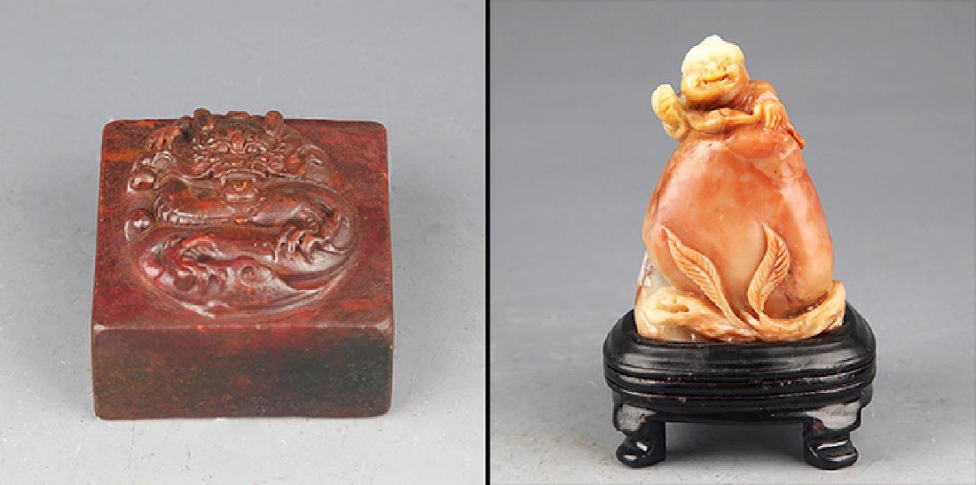 GROUP OF TWO CARVED SOAPSTONE DECORATION (1 of 7)