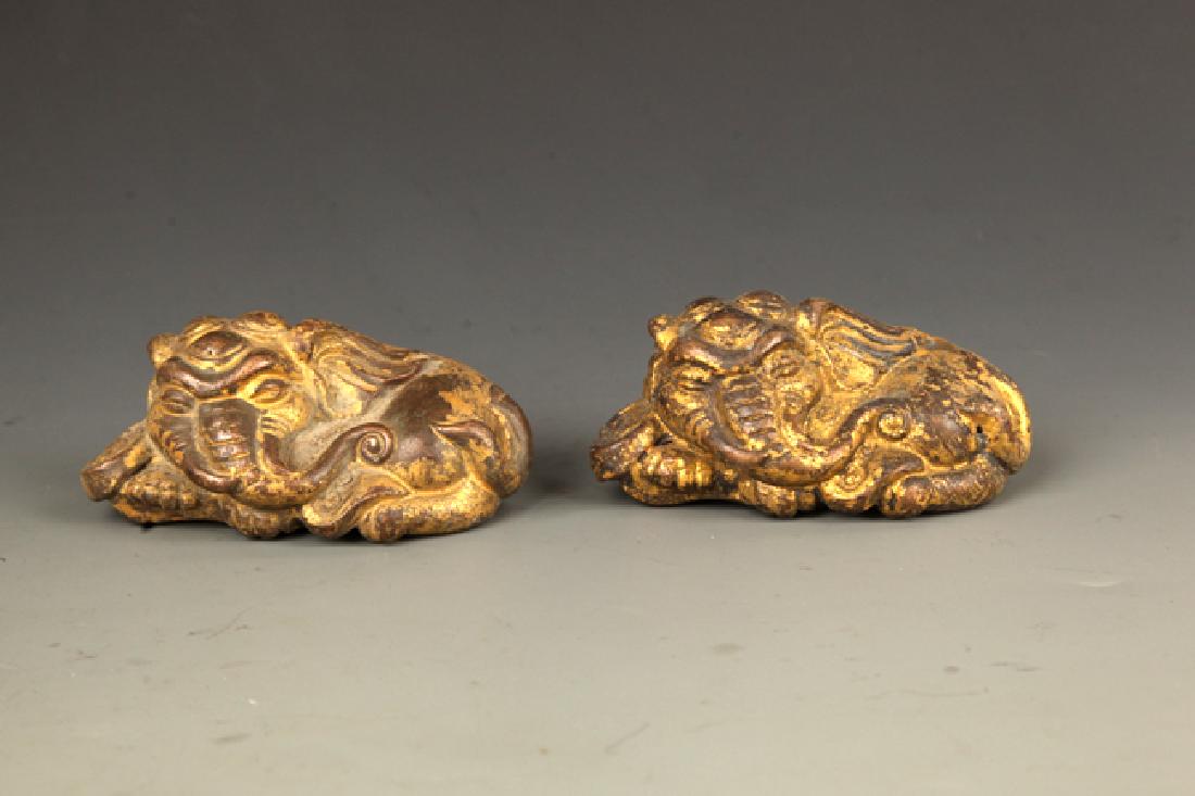 GROUP OF TWO ELEPHANT GILT BRONZE PAPER WEIGHT (1 of 6)