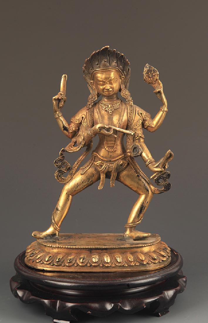 A FINE BRONZE TIBETAN GURU BUDDHA (1 of 6)