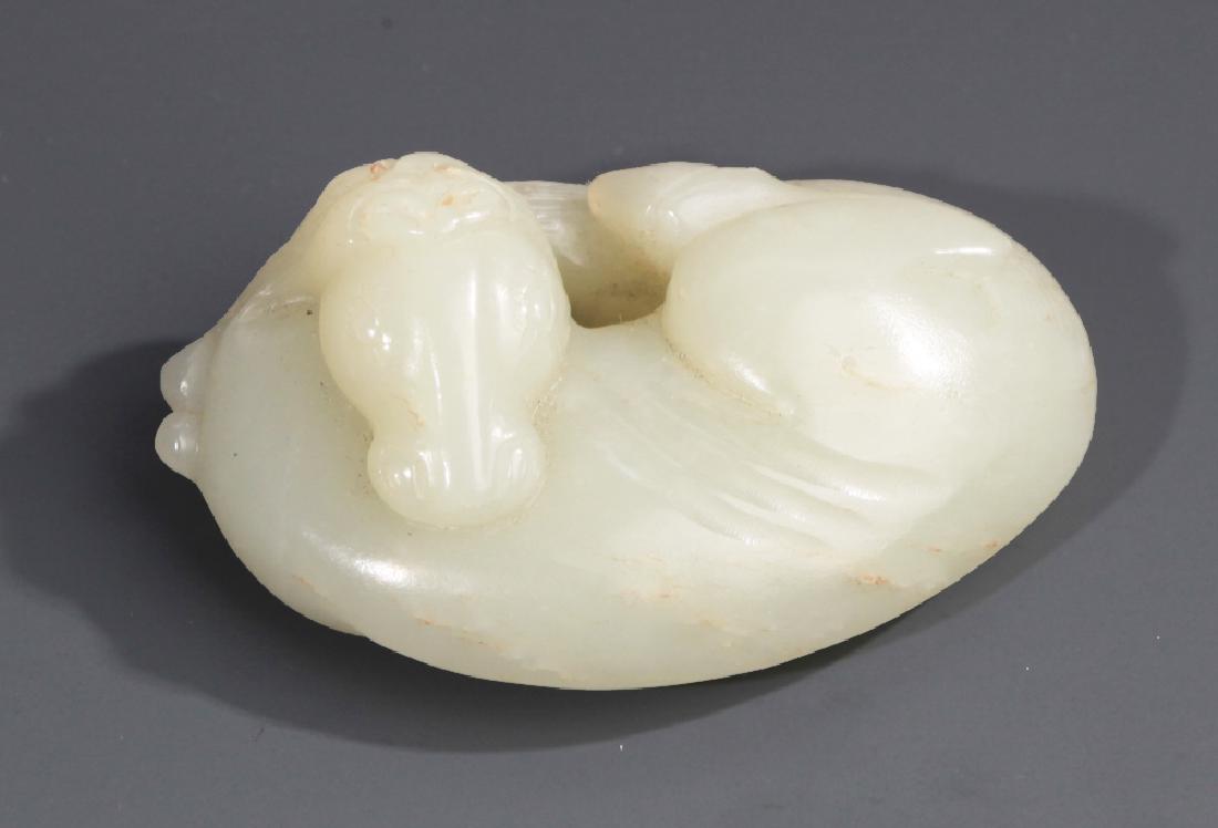 A "HORSE" SHAPE CARVED WHITE JADE PLAQUE (1 of 4)