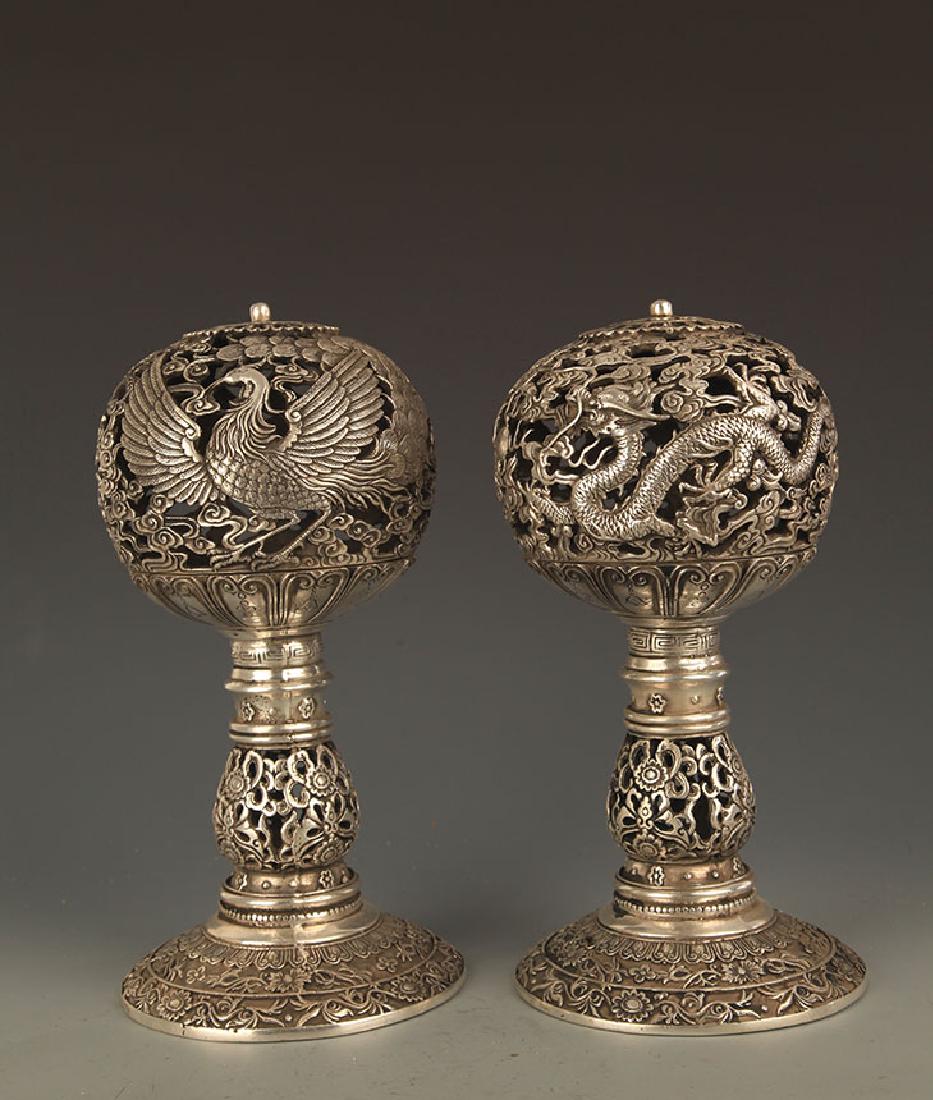 PAIR OF DRAGON CARVING BRONZE AROMATHERAPY (1 of 7)