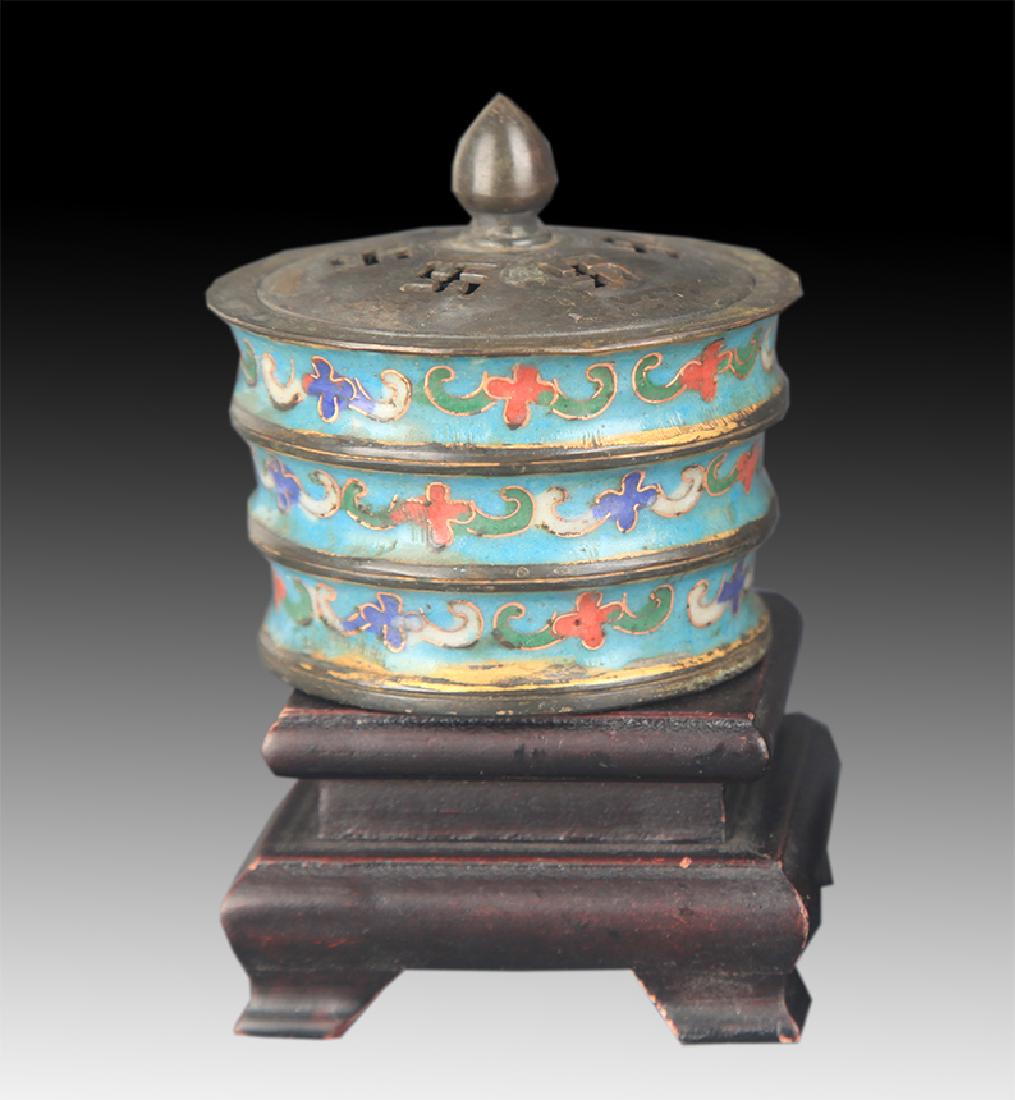 CLOISONNE ENAMEL BAMBOO FIGURE AROMATHERAPY (1 of 4)