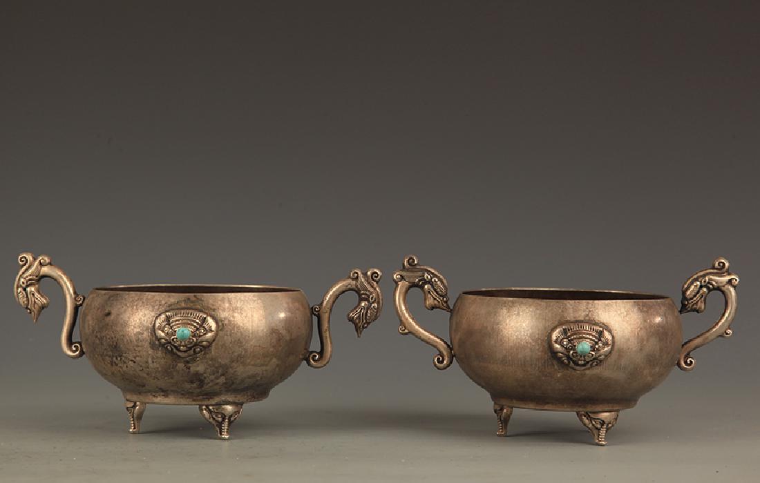 PAIR OF DRAGON HANDLE THREE FOOT EARTHENWARE (1 of 7)