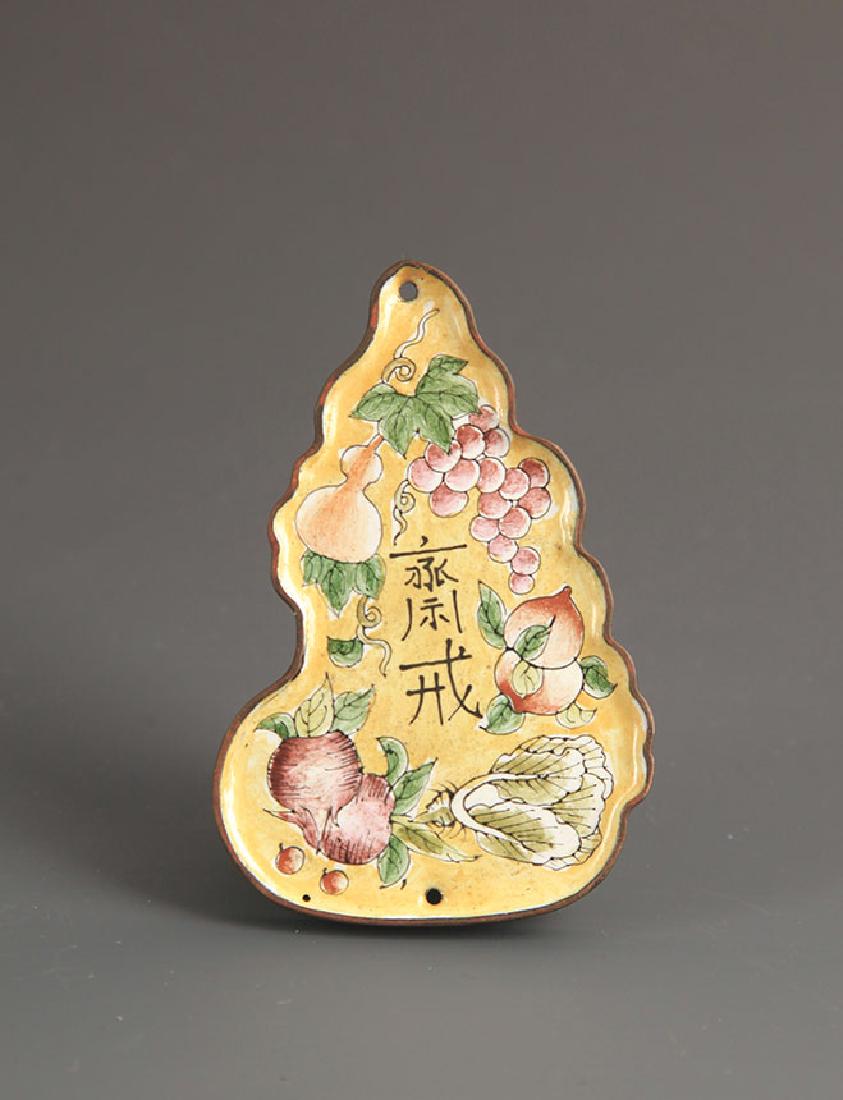 A FINE BRONZE CLOISONNE ENAMEL PLATE, "JIE PAI" (1 of 3)