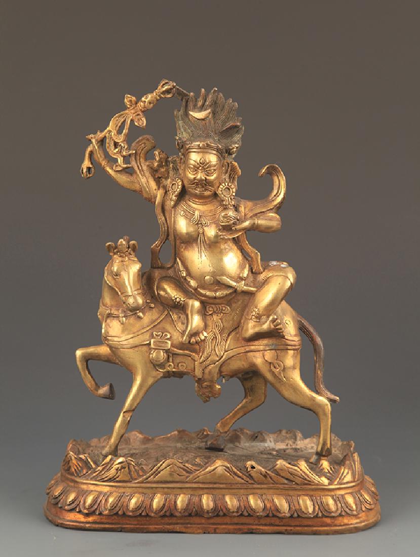 A FINELY CARVED TIBETAN PALDEN LHAMO STATUE (1 of 6)