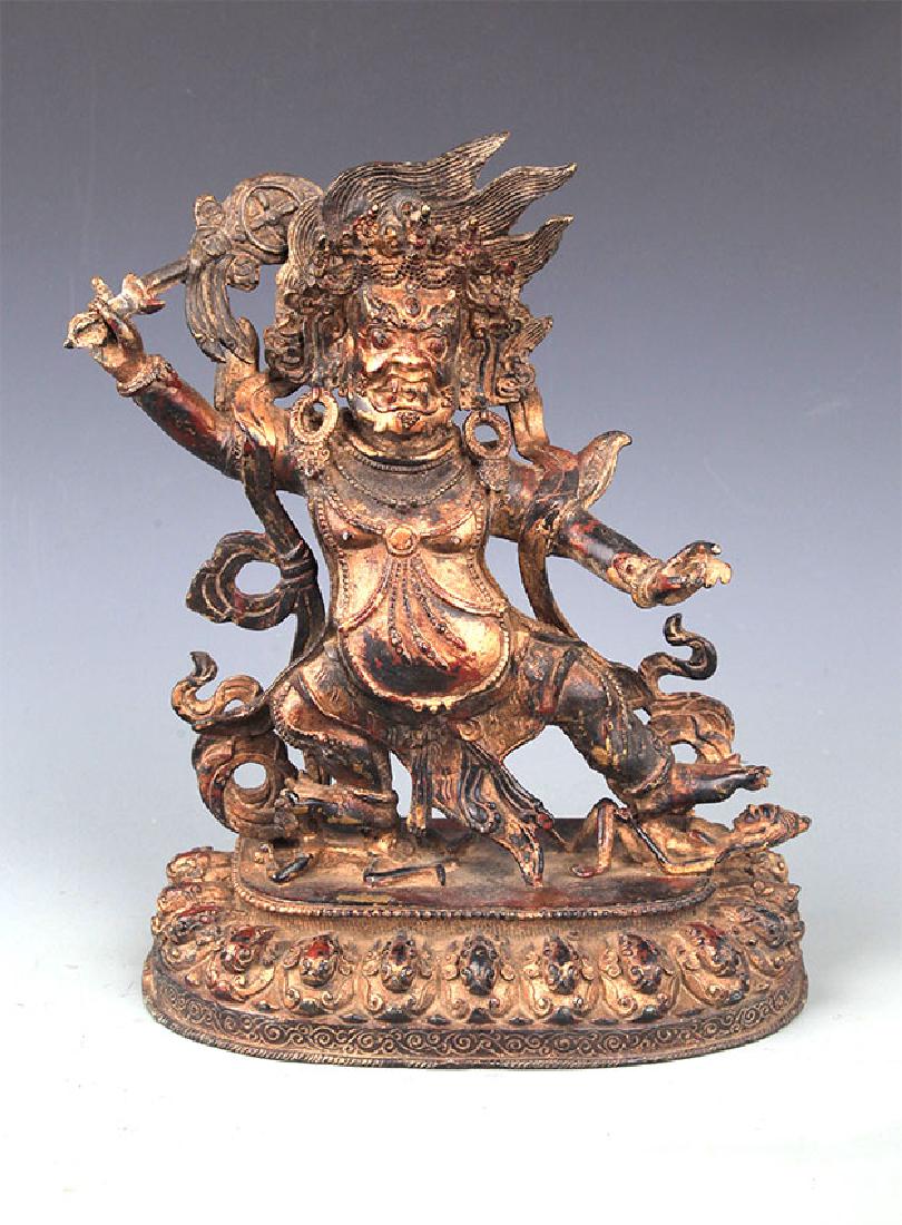 A FINELY CARVED YAMANTAKA BRONZE STATUE (1 of 9)