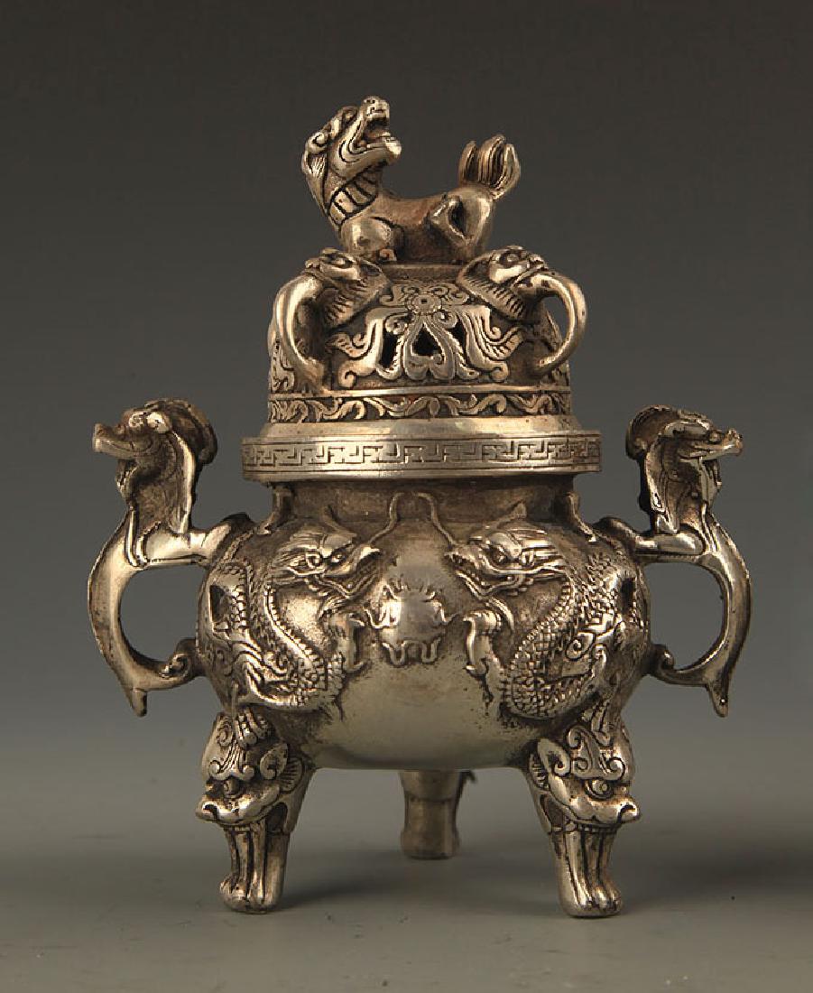 A DOUBLE DRAGON FIGURE BRONZE AROMATHERAPY (1 of 5)