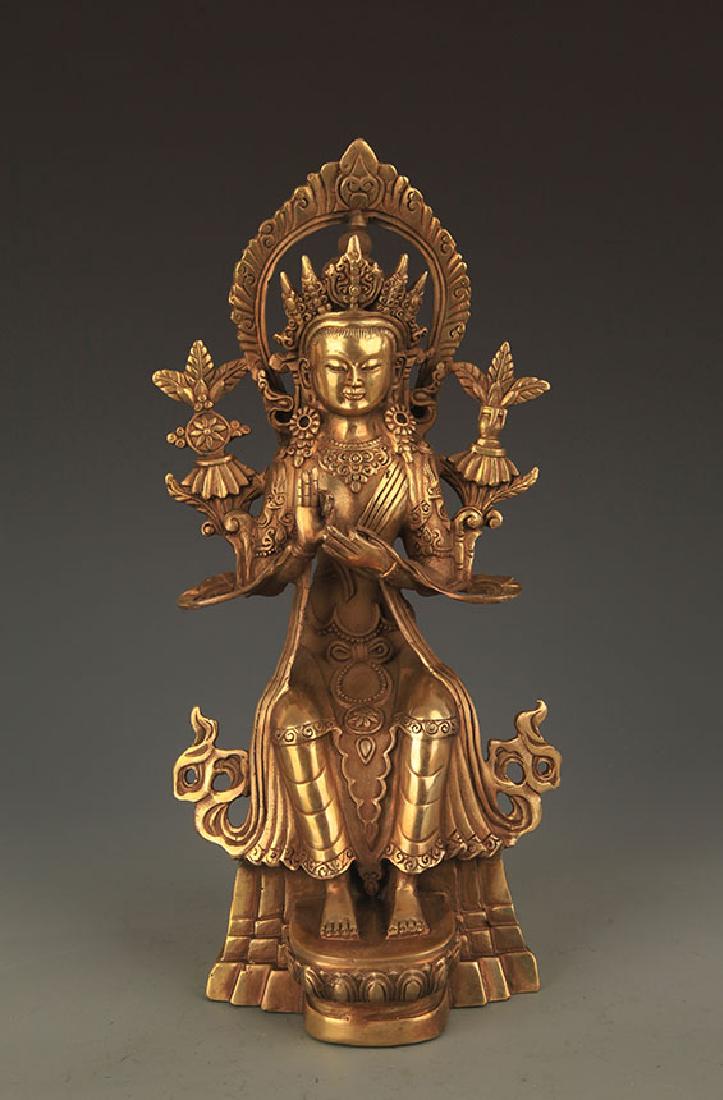 A FINE BRONZE MAITREYA BUDDHA STATUE (1 of 5)