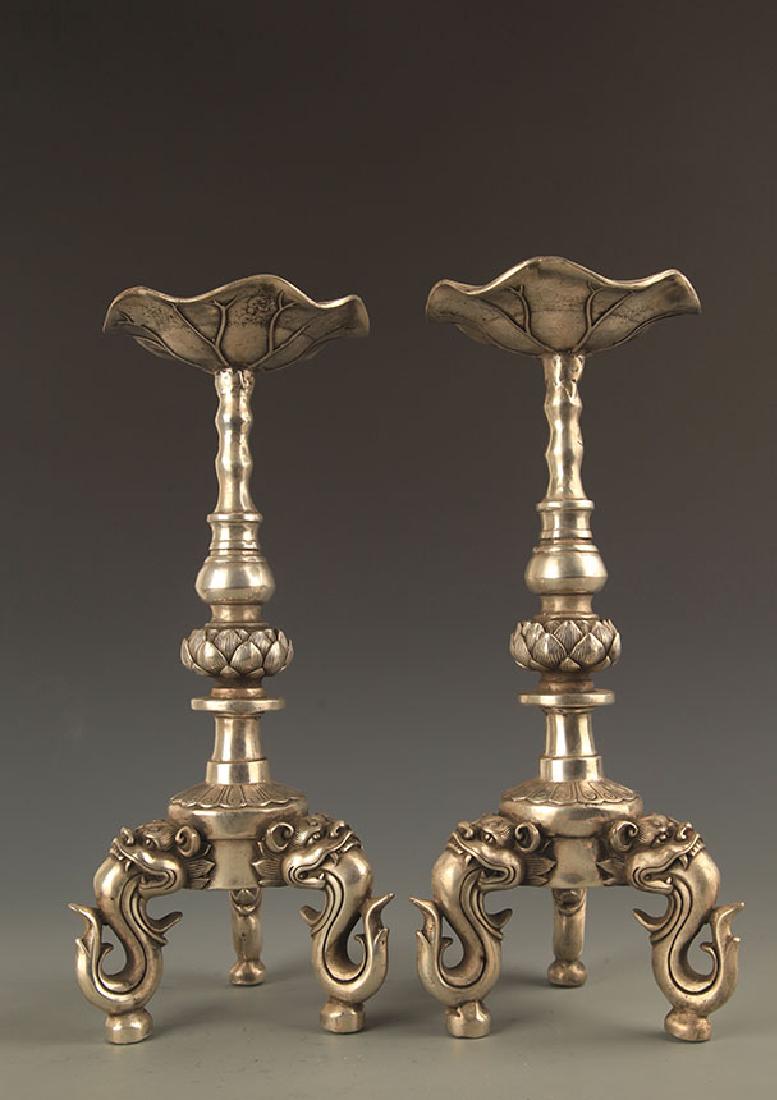 PAIR OF TALL BRONZE CANDLESTICK (1 of 7)