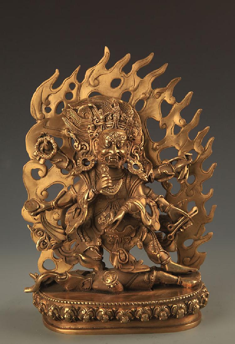 A FINE BRONZE TIBETAN MAHAKALA STATUE (1 of 5)