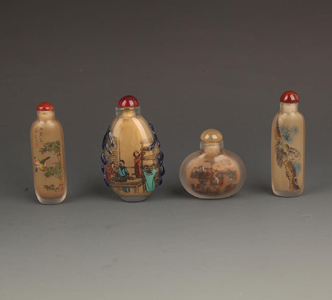 GROUP OF FOUR PAINTED CRYSTAL SNUFF BOTTLE (1 of 5)