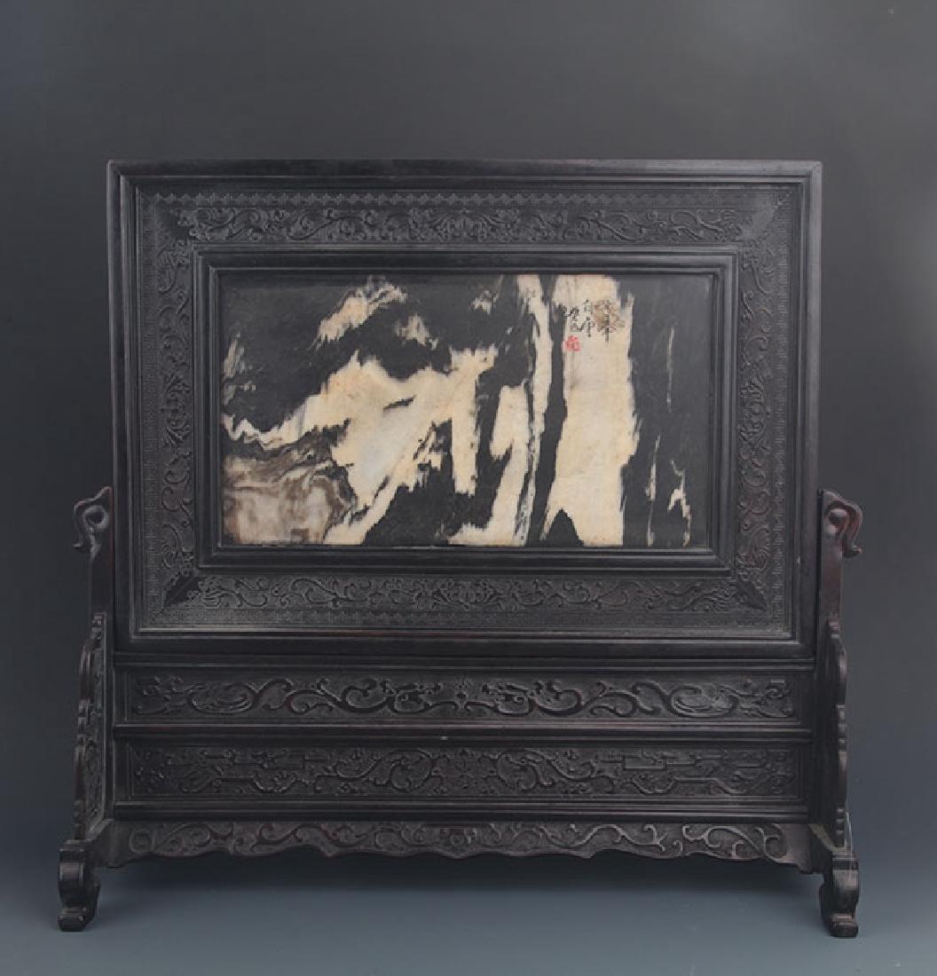 A XIAO YE ZI TAN MU WITH MARBLE TABLE SCREEN (1 of 8)