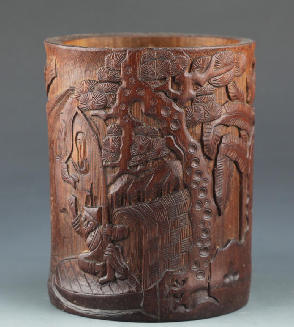 A FINE BAMBOO CARVING BRUSH PEN HOLDER (1 of 7)