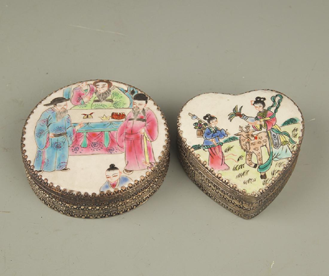 Group of Two Porcelain Inlay Bronze Jewelry Box (1 of 4)