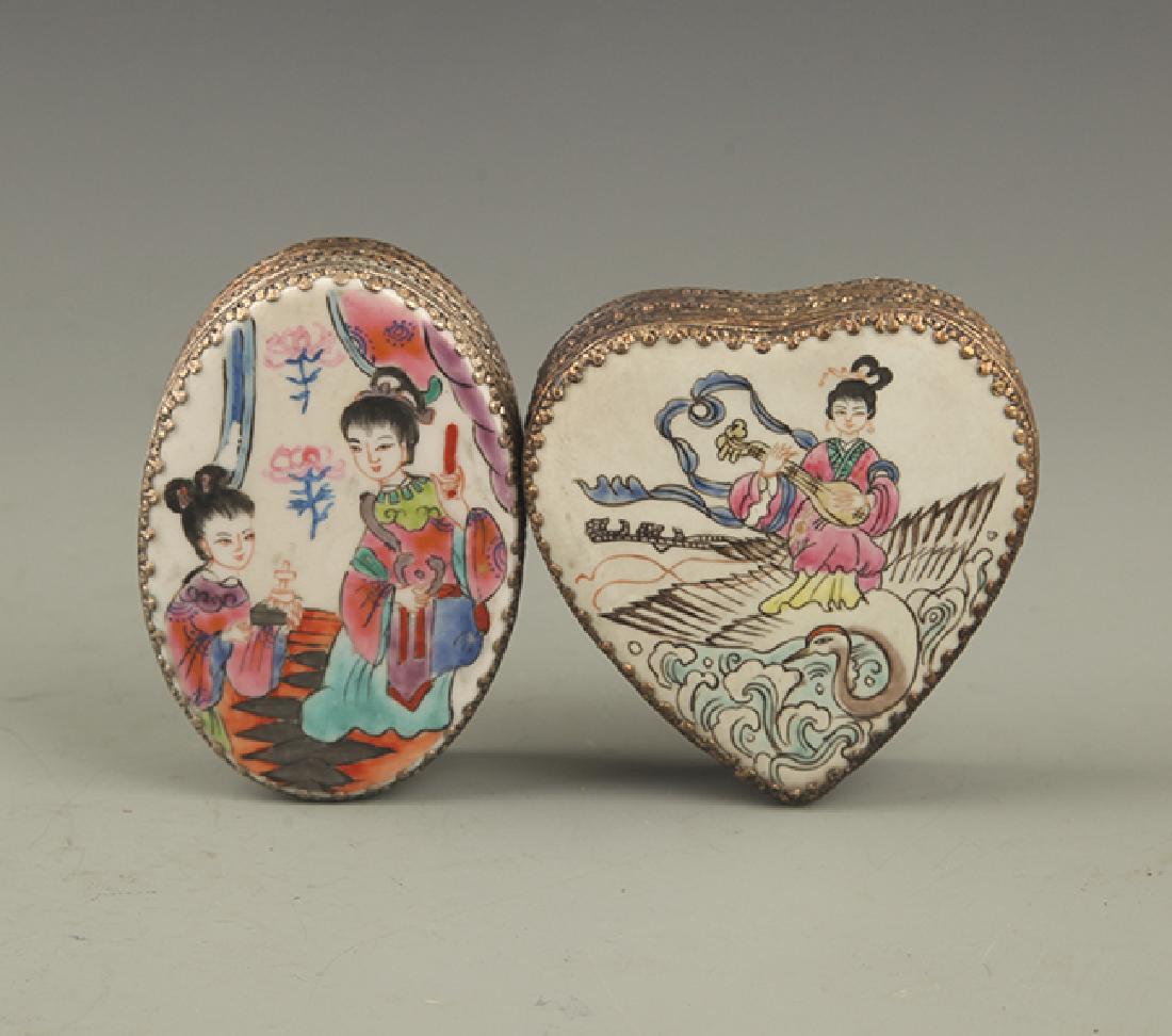 Group of Two Porcelain Inlay Bronze Jewelry Box (1 of 5)