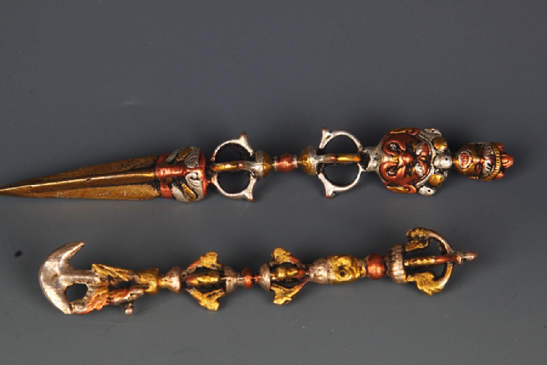 Group of Two Tibetan Vajra and Phurba (1 of 6)
