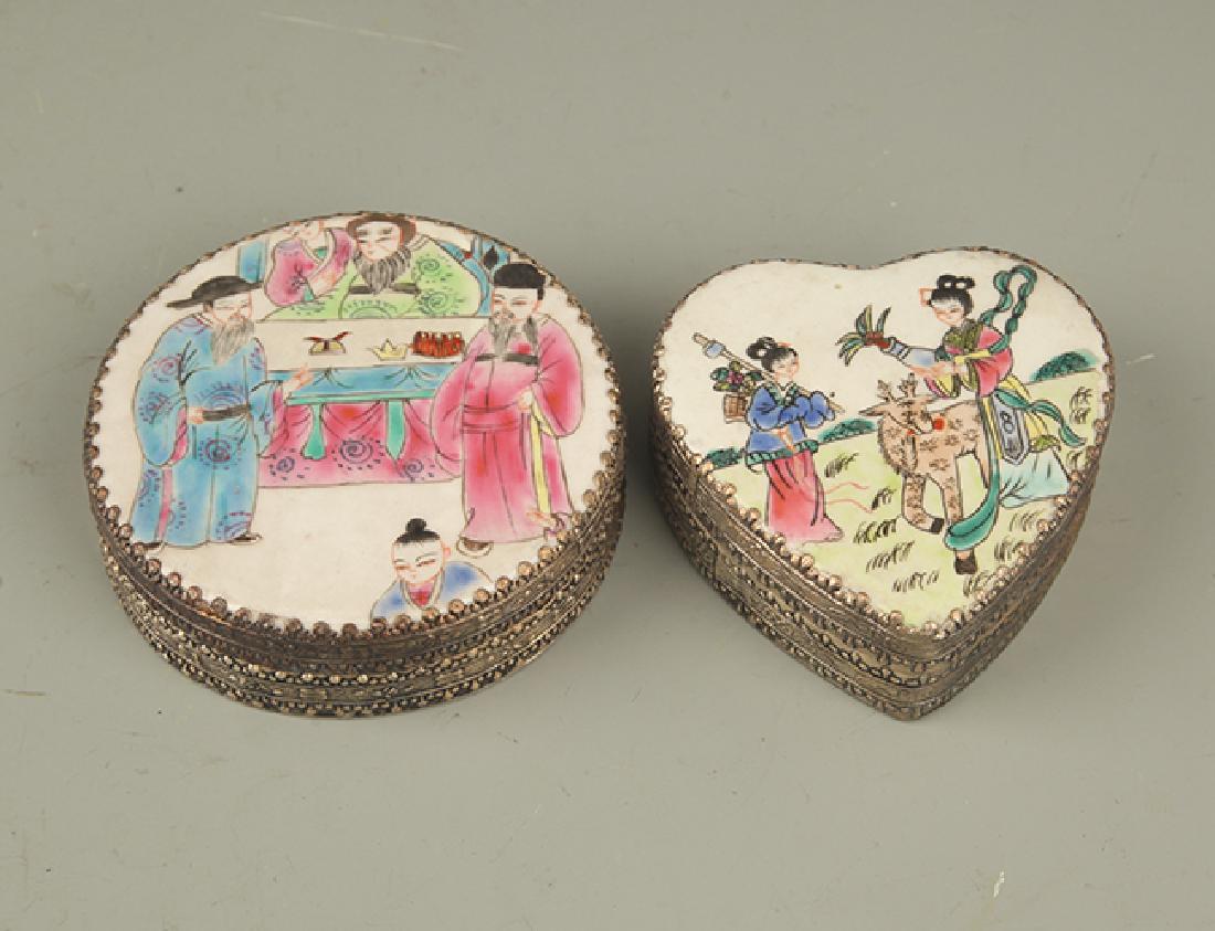 Group of Two Porcelain Inlay Bronze Jewelry Box (1 of 4)