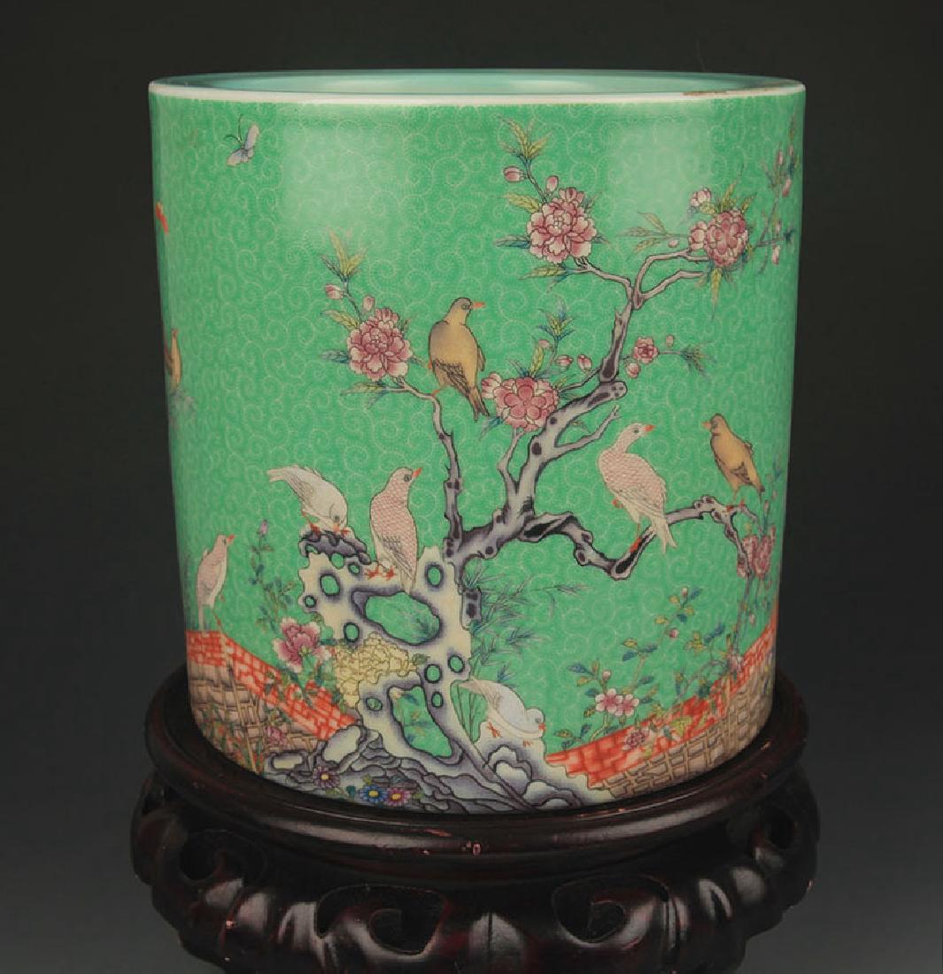 A Famille Rose Flower and Bird Brush Holder (1 of 5)