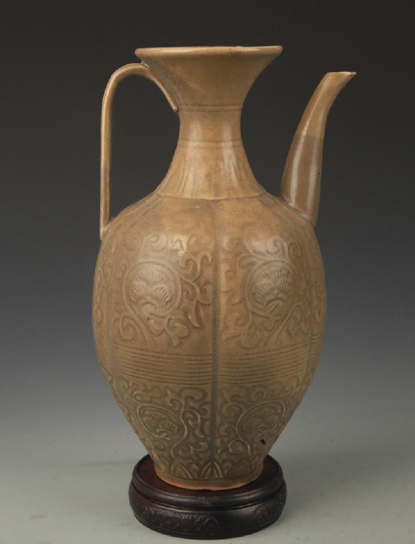 Yao Zhou Kiln Flower Carving Porcelain Ewer (1 of 5)