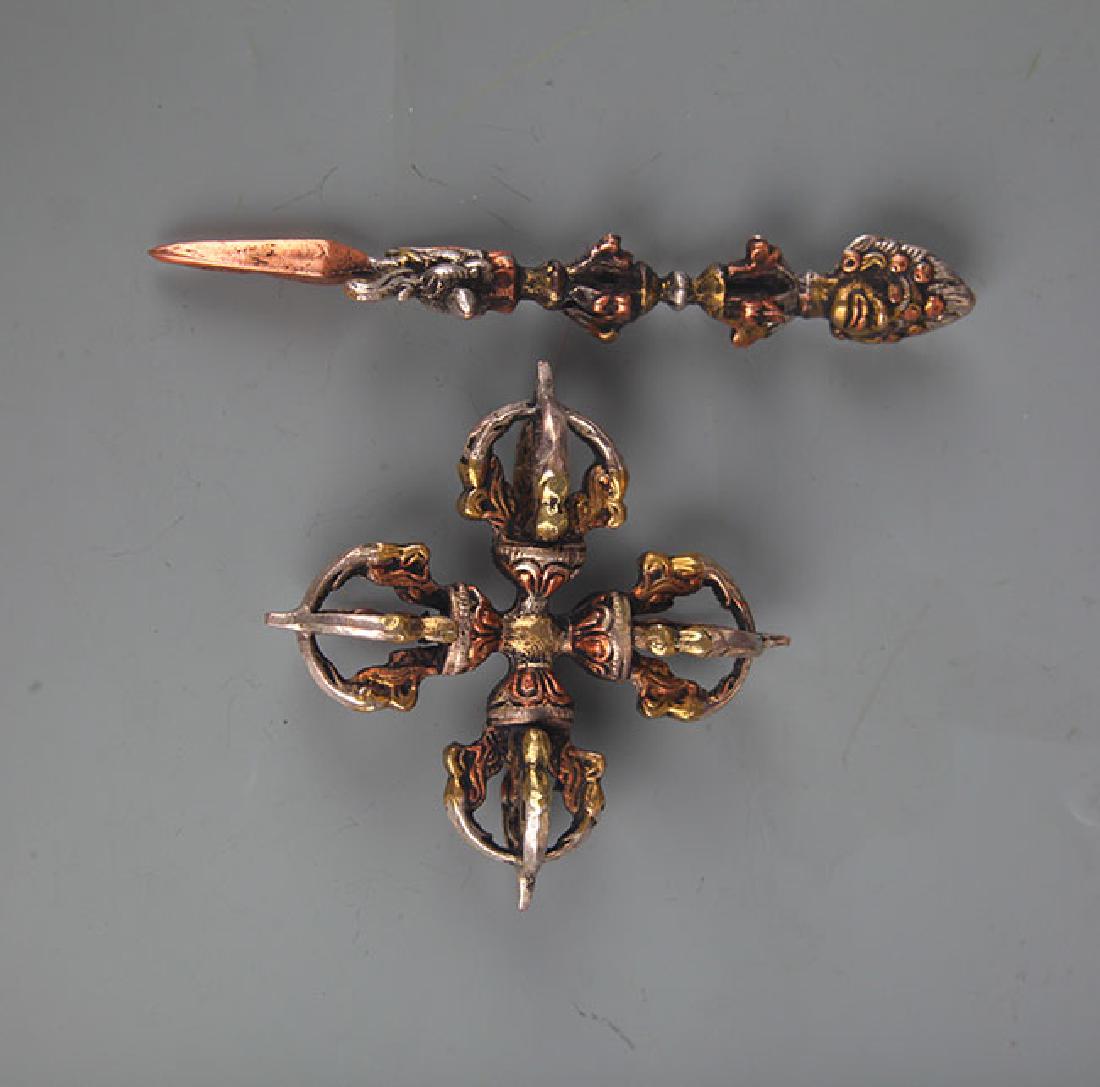 A Pair of Tibetan Vajra and Phurba (1 of 6)