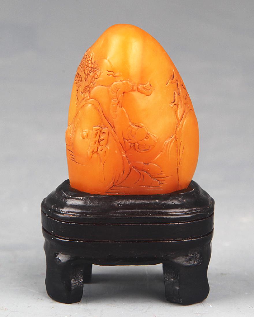 A FINELY CARVED SOAPSTONESEAL "SHOU SHAN SHI" (1 of 5)