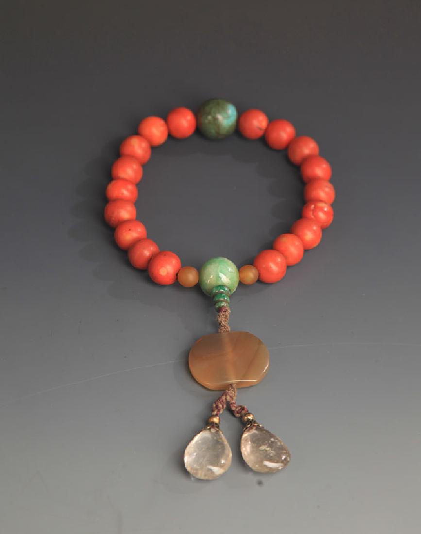 A FINE CRYSTAL COURT ROYAL BRACELETS: 19th Century, Long: 10.5 inch; Each Beads Diameter: 0.5 inch