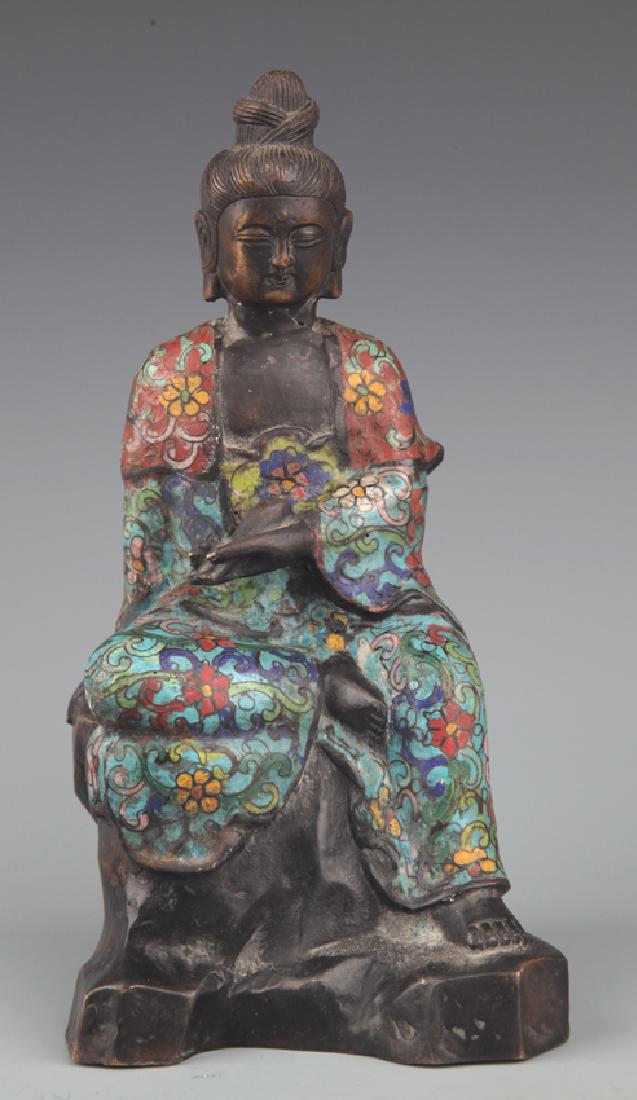 A CLOISONNE ENAMEL BUDDHA FIGURE (1 of 7)