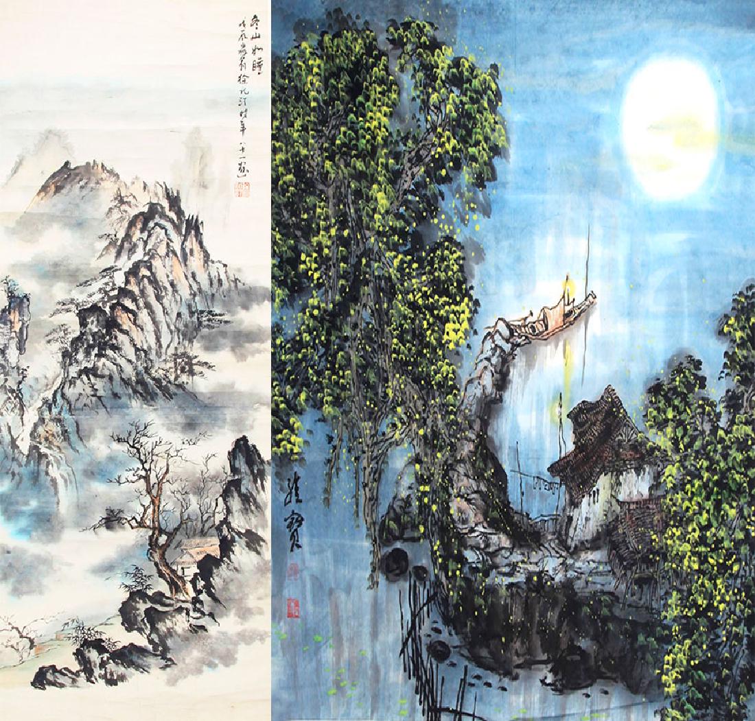 CHINESE PAINTING, ATTRIBUTED TO XU BEI TING, WANG WEI: Modern, High:36.00 inch; Width: 13.00 inch