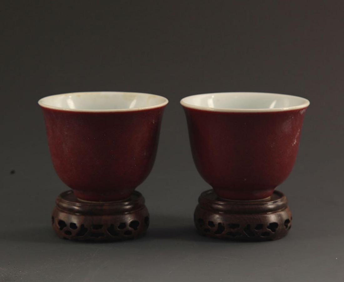 A FESTIVAL RED GLAZED PORCELAIN CUP (1 of 6)