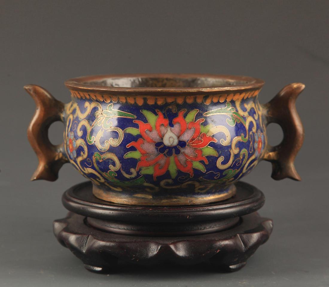 A BRONZE CLOISONNE DOUBLE FISH CARVING CENSER (1 of 7)