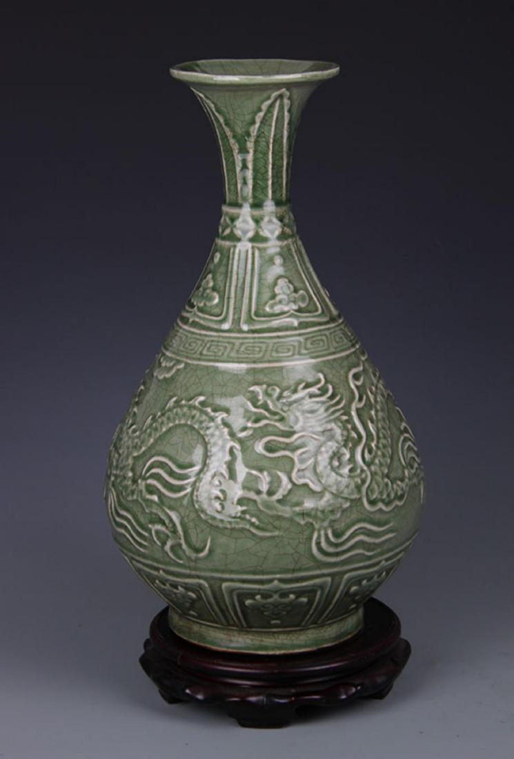 LONG QUAN KILN DRAGON PAINTED YU HU CHUN VASE (1 of 4)