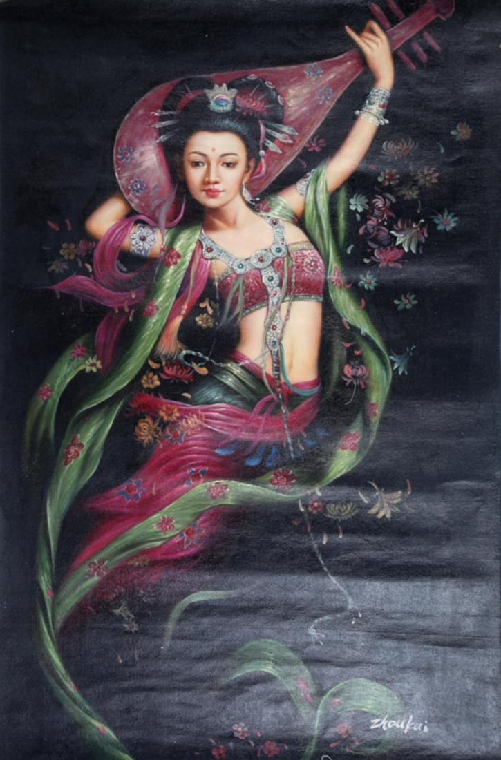 A FINE OIL PAINTING ATTRIBUTED TO ZHOU KAI: Modern, Long: 36.00 inch; Width:24.00 inch
