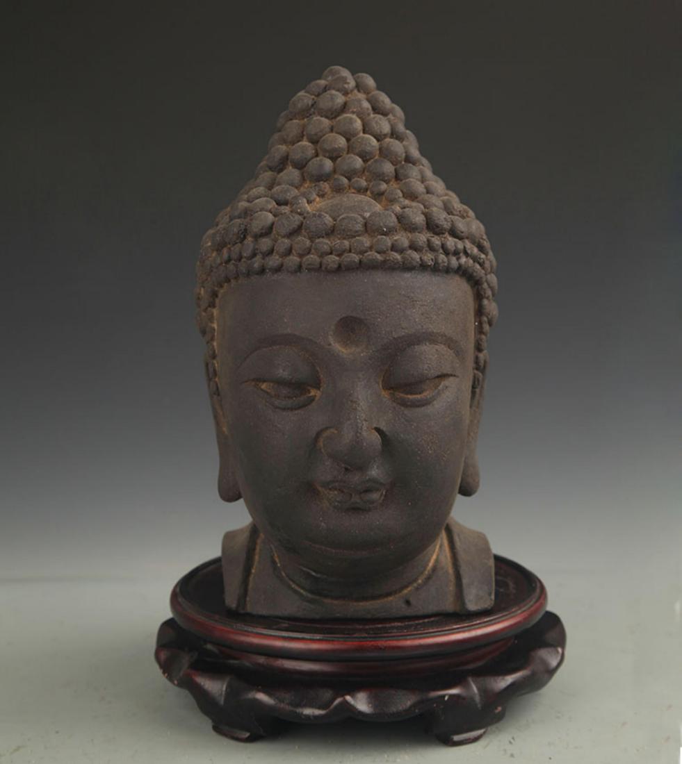 A FINE AGARWOOD BUDDHA HEAD (1 of 6)