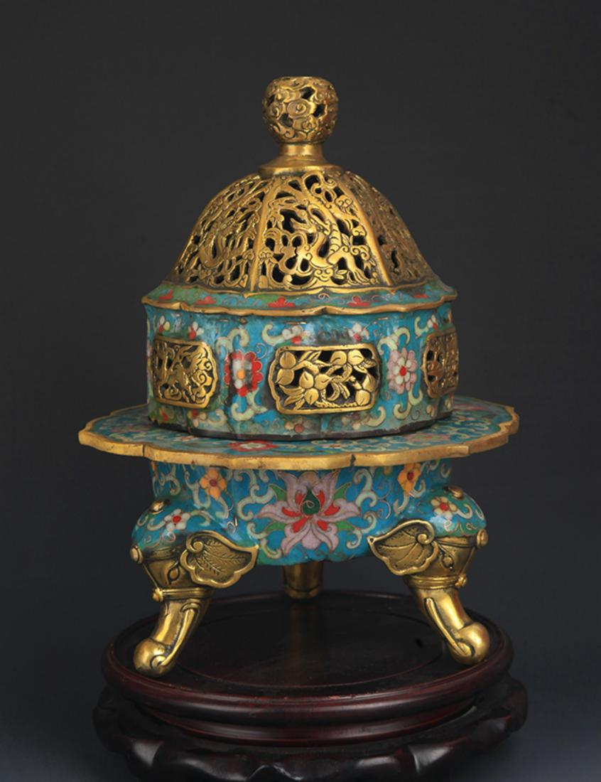 A BRONZE CLOISONNE ELEPHANT FEET AROMATHERAPY (1 of 6)