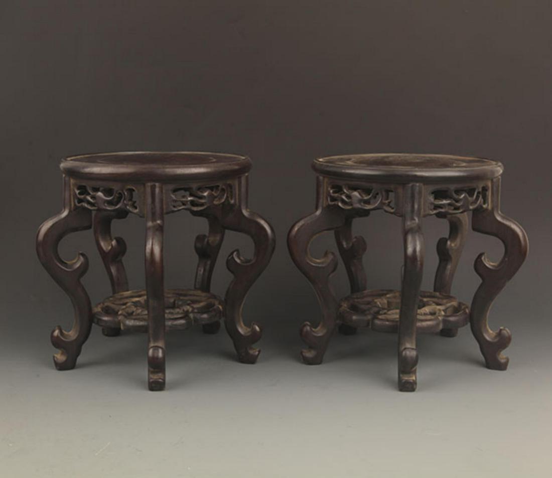 PAIR OF ROSEWOOD "ZI TAN"  FLOWER POT STAND (1 of 4)