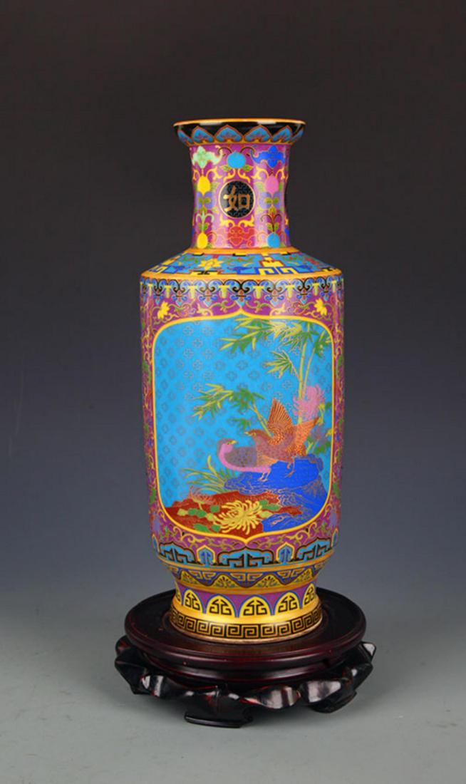 A ENAMEL COLOR FLOWER AND BIRD PAINTED BOTTLE (1 of 6)