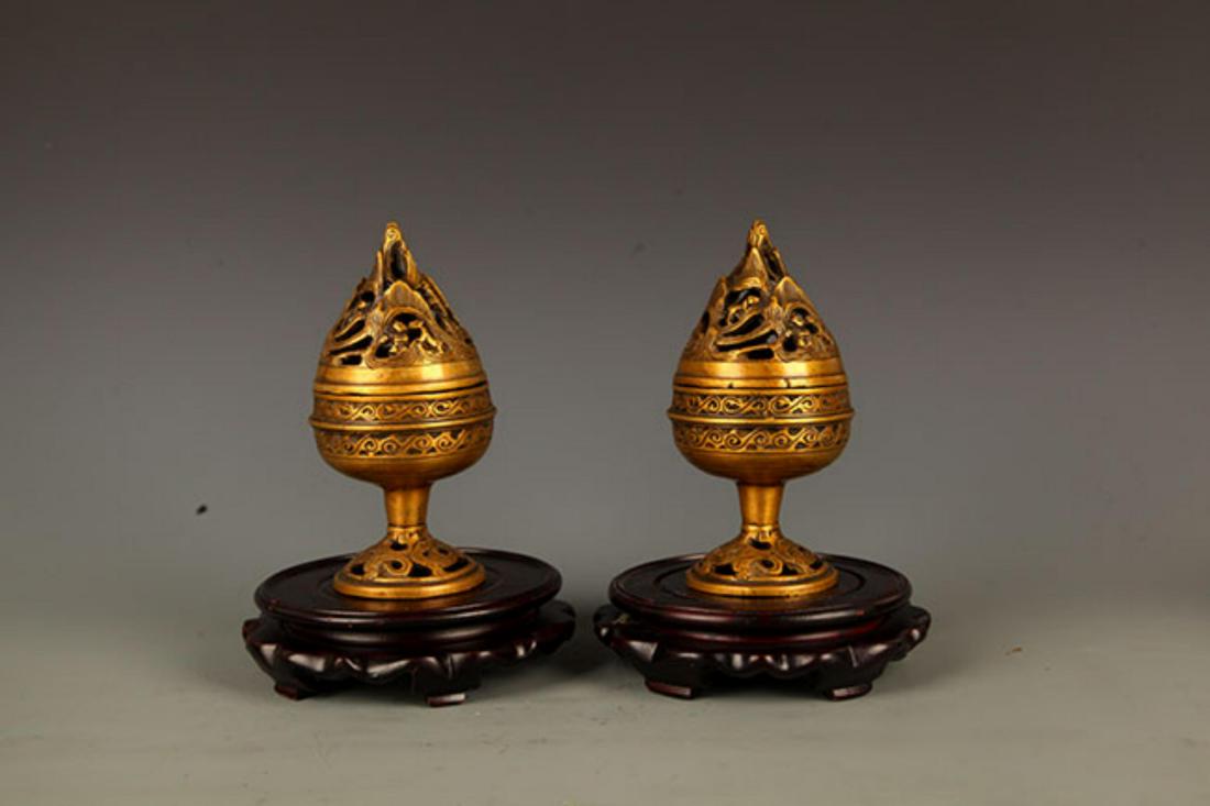 PAIR OF DRAGON CARVING BRONZE AROMATHERAPY (1 of 5)